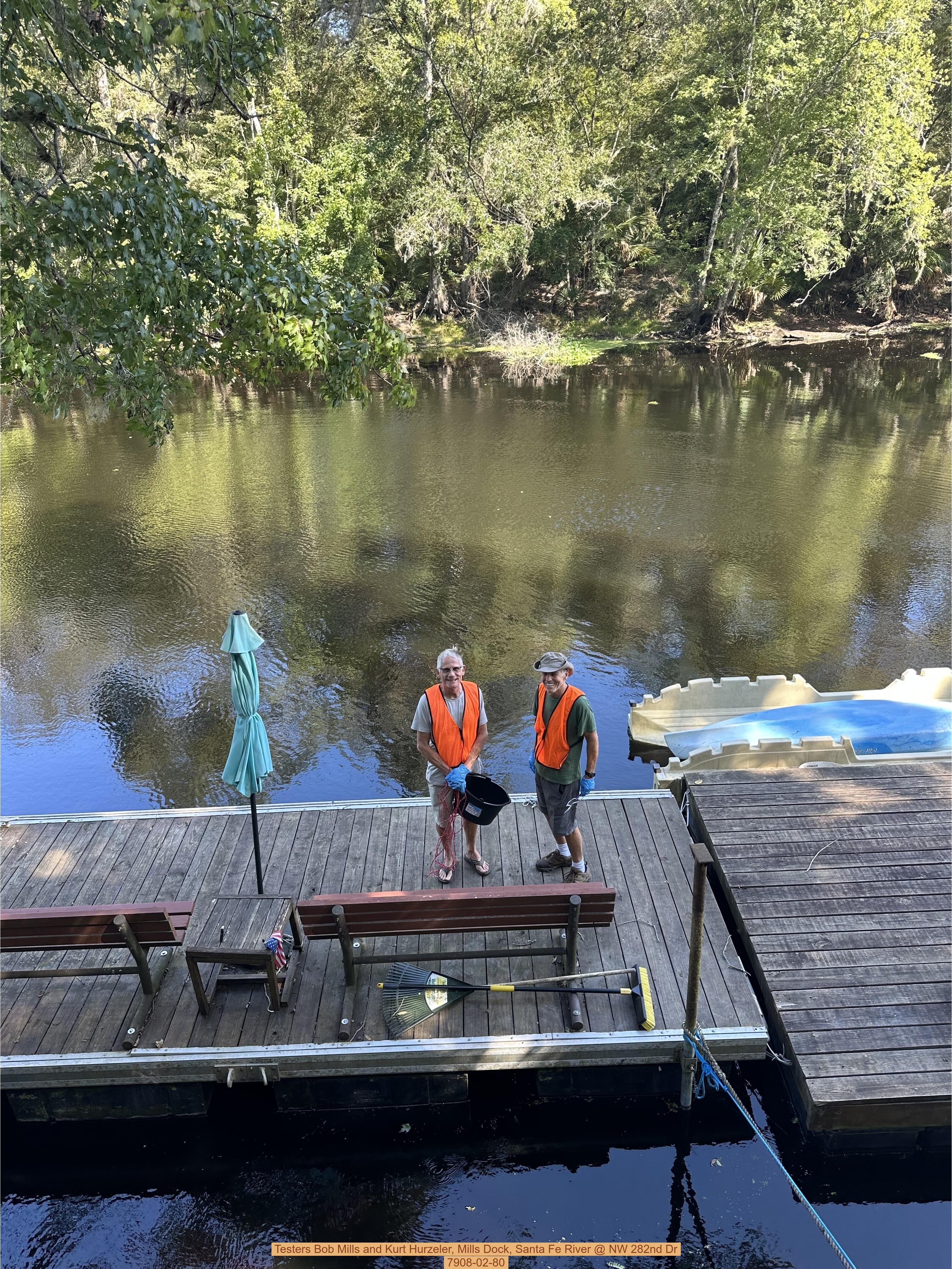 Testers Bob Mills and Kurt Hurzeler, Mills Dock, Santa Fe River @ NW 282nd Dr 7908-02-80