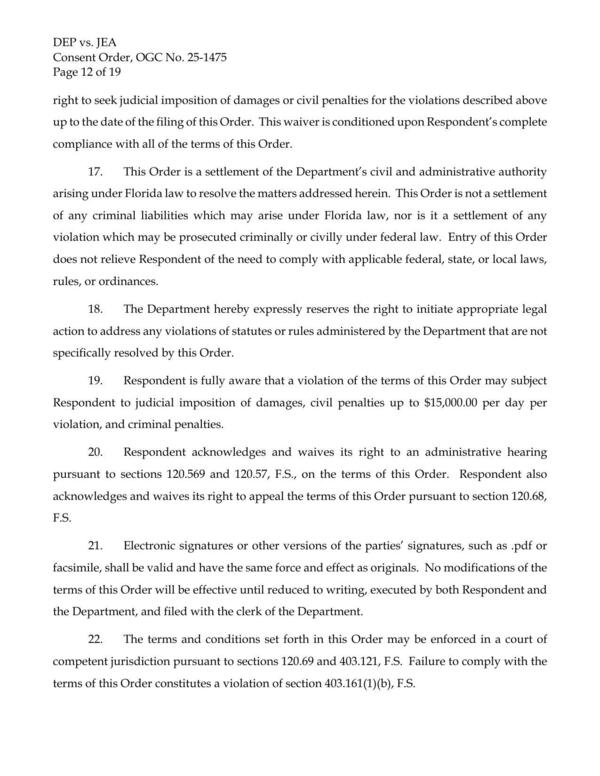 This Order is not a settlement of any criminal liabilities which may arise under Florida law, nor is it a settlement of any violation which may be prosecuted criminally or civilly under federal law.