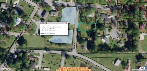 Map: McCorvey Homes, Dawn Drive 2025-09-18 --Berrien County Tax Assessors