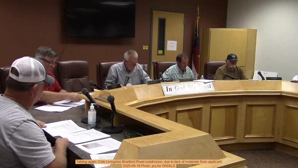 [Movie: Tabling again: Cole Livingston Bradford Road subdivision, due to lack of materials from applicant 2025-09-18 Photo: jsq for WWALS]