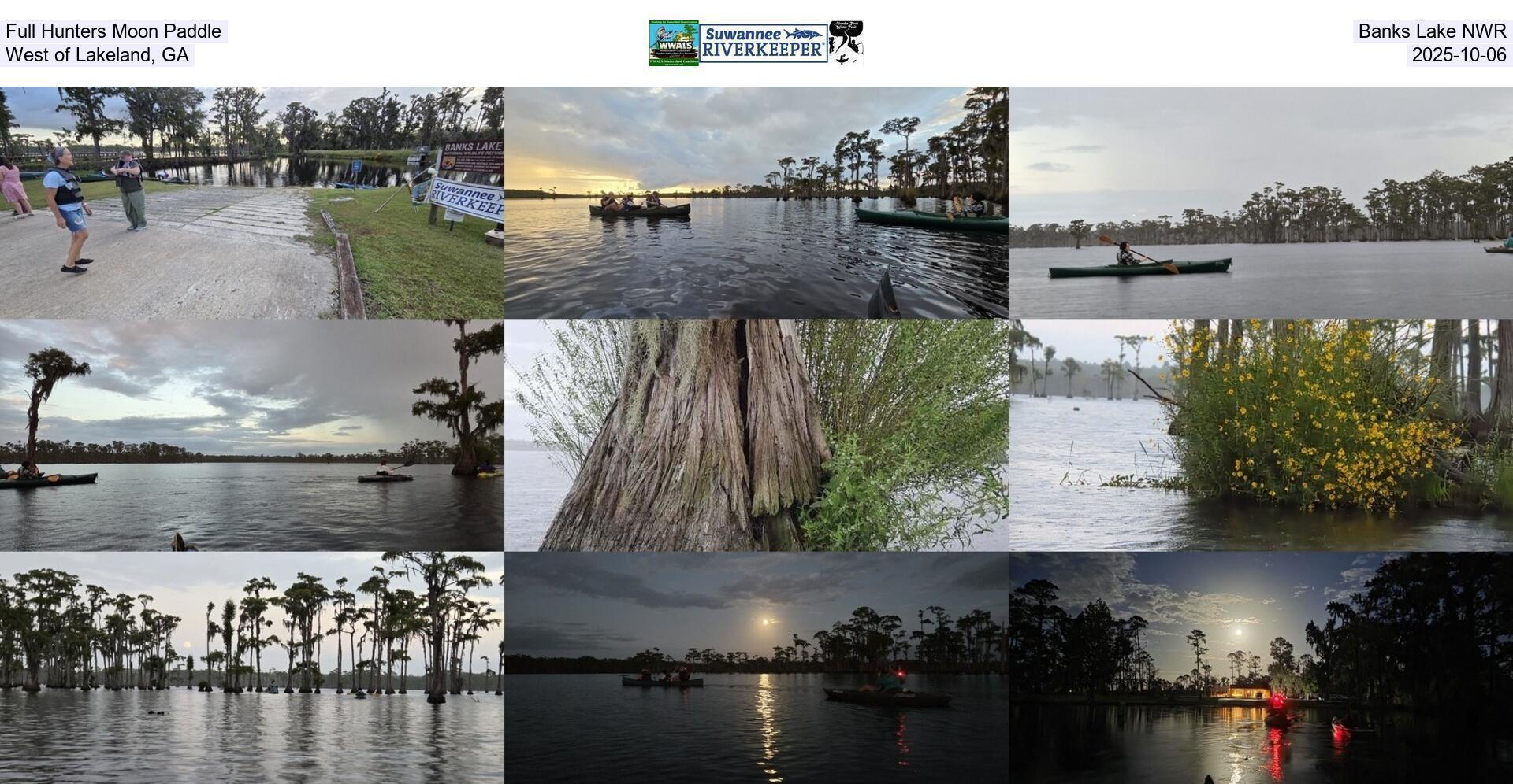 [Full Hunters Moon Paddle, Banks Lake NWR, West of Lakeland, GA, 2025-10-06]