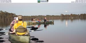 [Full Hunters Moon Paddle, Banks Lake 2025-10-06, Just west of Lakeland, GA, sunset, moonrise, and maybe bats]
