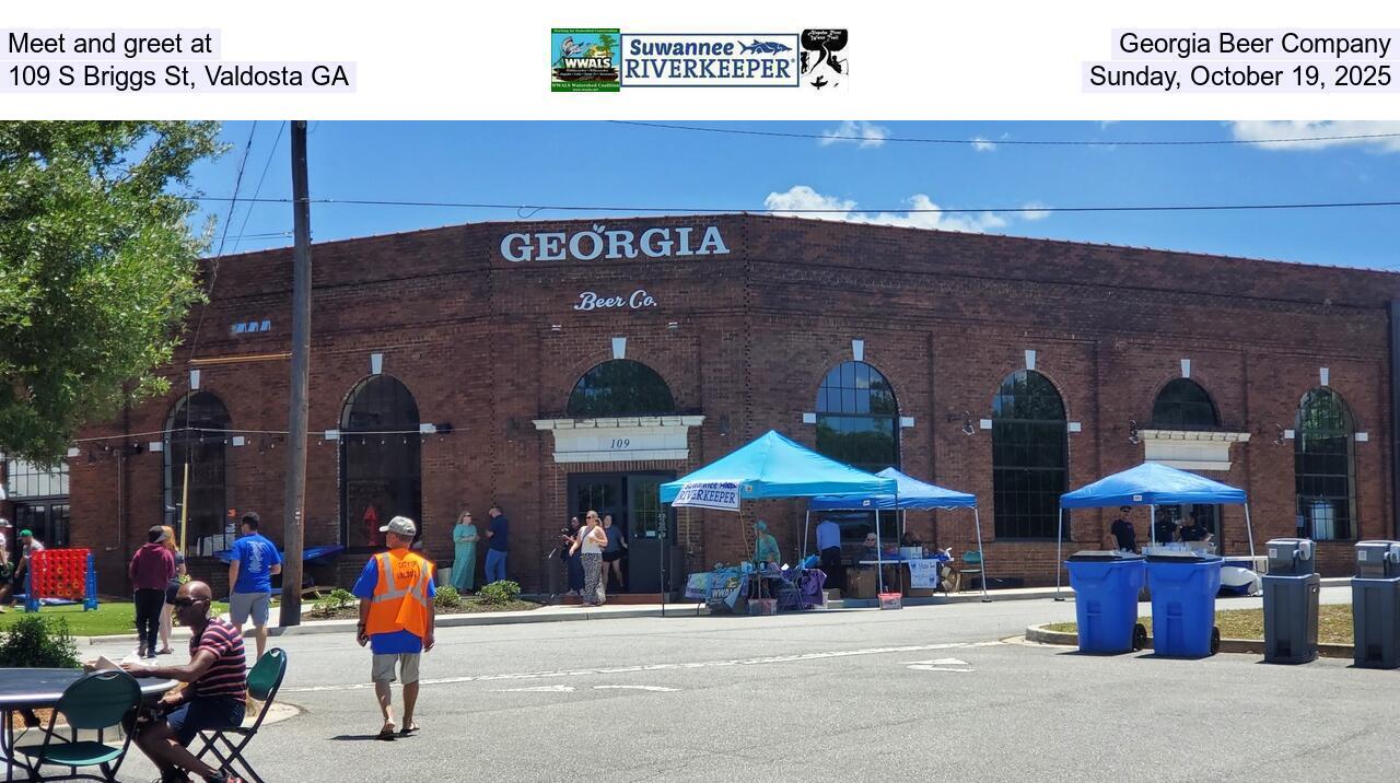 Meet and greet at Georgia Beer Company, 109 S Briggs St, Valdosta GA, Sunday, October 19, 2025