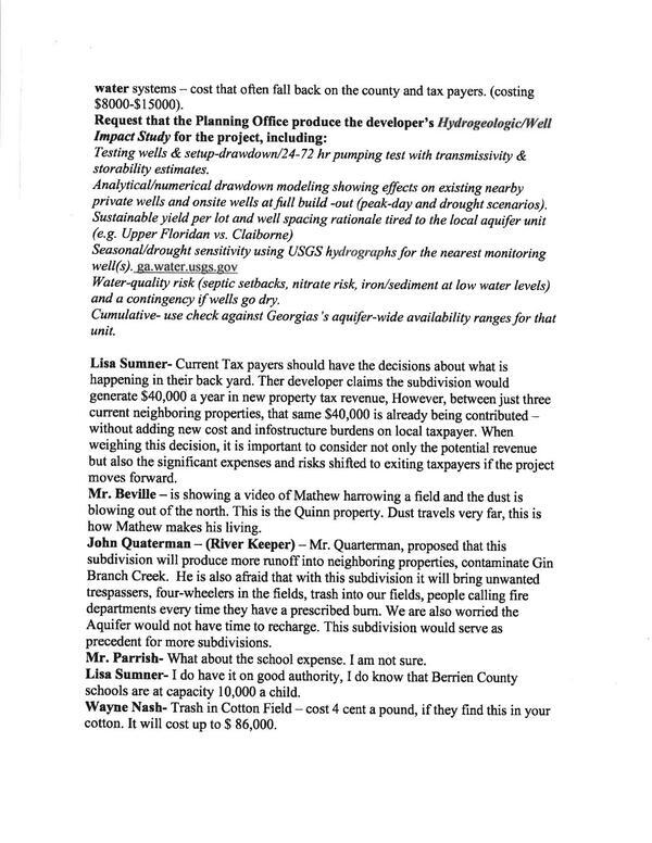 Request for Hydrogeologic/Well Impact Study, Lisa Sumner, Mr. Beville, John Qua[r]terman, Mr. Parrish, Wayne Nash, 2025-09-18 --Berrien County Planning Commission