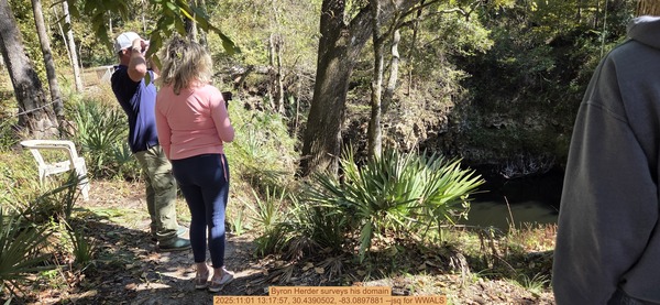 Byron Herder surveys his domain, 2025:11:01 13:17:57, 30.4390502, -83.0897881 --jsq for WWALS