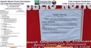 [Agenda: Berrien County Commission, Cole Livingston Subdivision, Cat Creek Nine Element Plan, 6 PM, Tuesday, November 4, 2025]