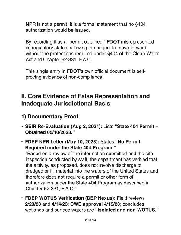 II. Core Evidence of False Representation and Inadequate Jurisdictional Basis
