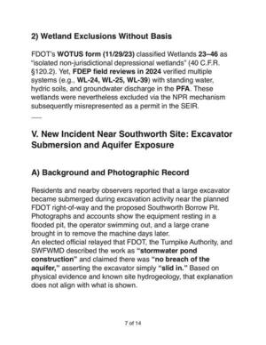 [V. New Incident Near Southworth Site: Excavator Submersion and Aquifer Exposure]