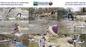 [Traffic cone, big metal, tire, rim, antique bottles, pull-tab cans, RCA TV, wasp nest, WWALS Withlacoochee River cleanup, Part 2 of KF to Nankin 2025-11-22]