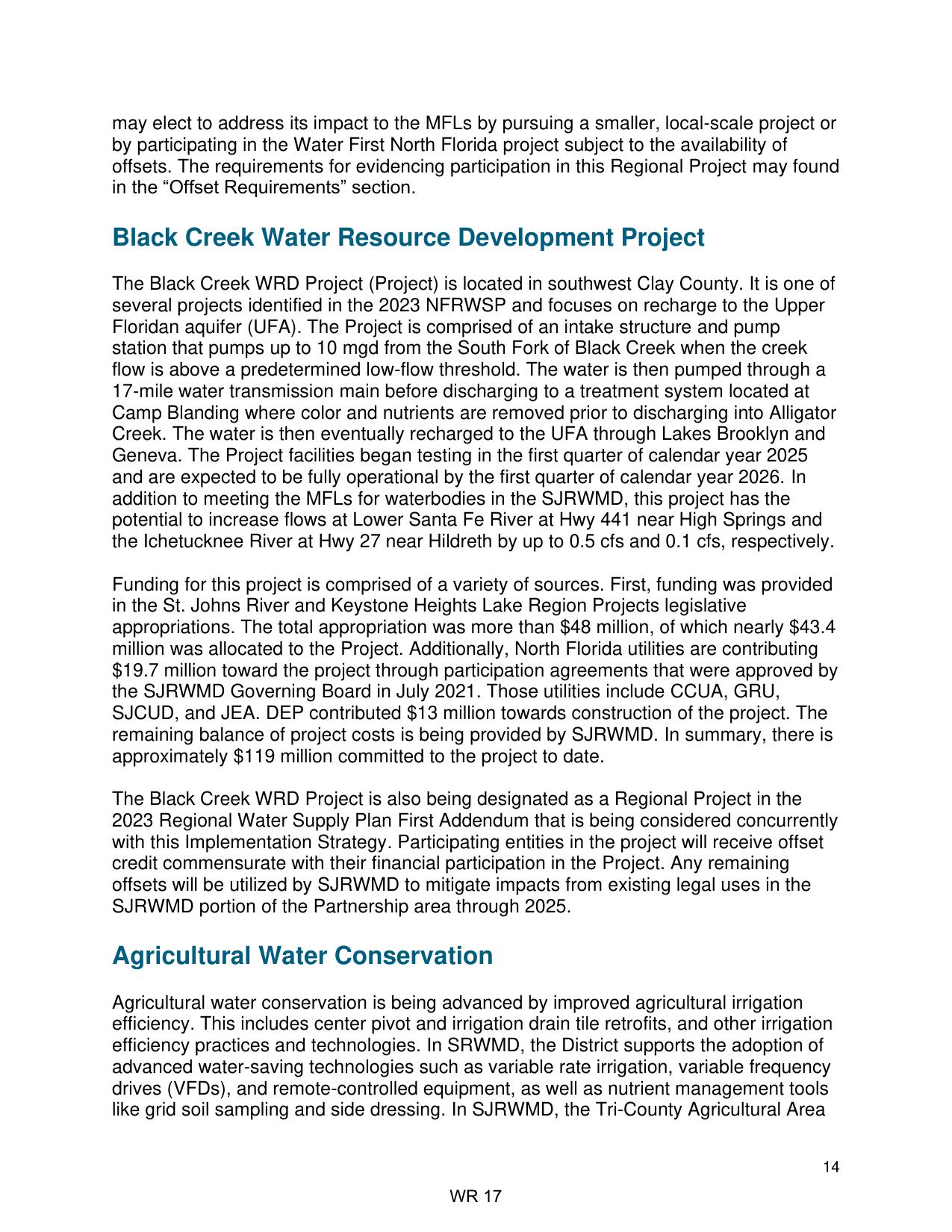 Black Creek Water Resource Development Project; Agricultural Water Conservation