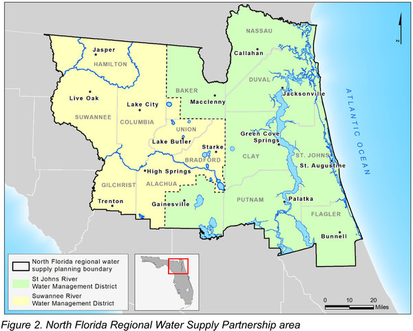 Map: Figure 2. North Florida Regional Water Supply Partnership Area 2025-11-12 --SJRWMD