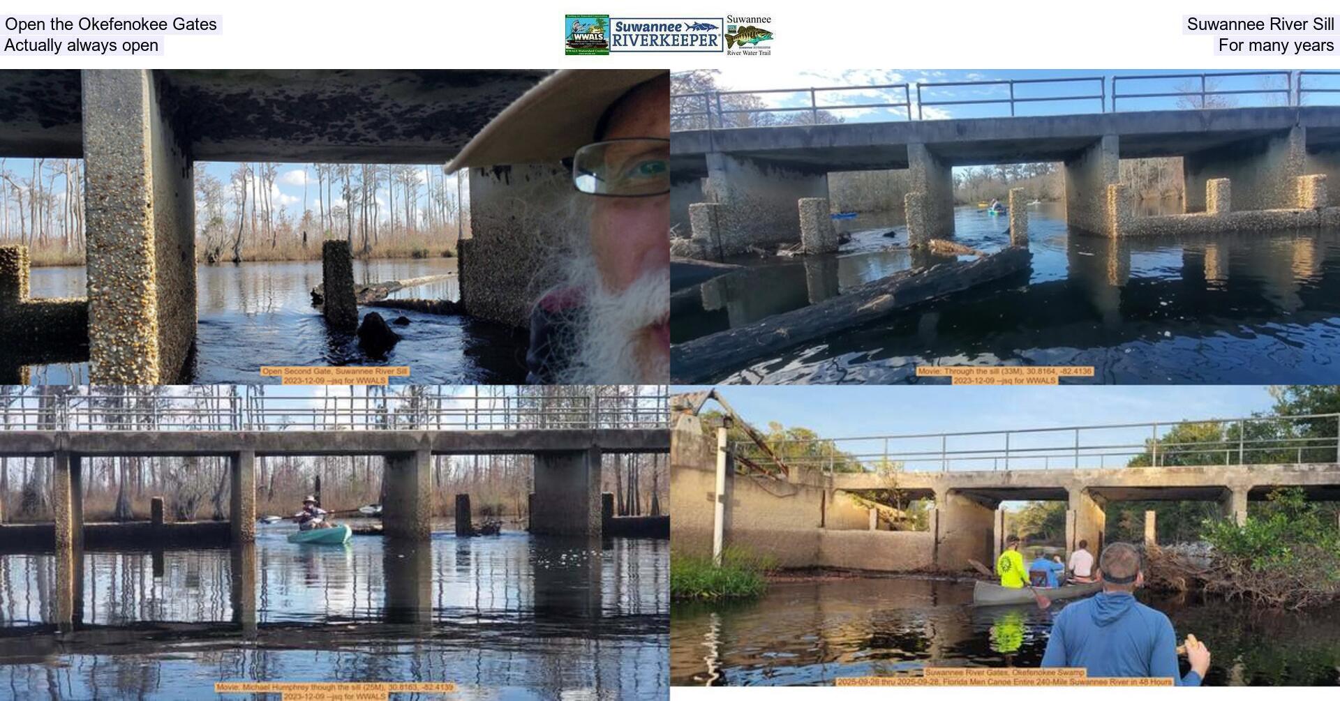 [Open the Okefenokee Gates, Suwannee River Sill, Actually always open, For many years]