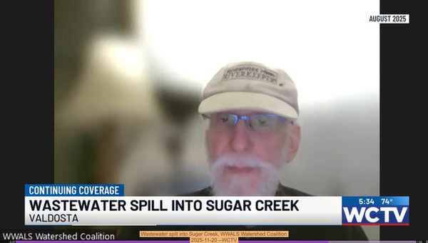 Wastewater spill into Sugar Creek, WWALS Watershed Coalition, 2025-11-20 --WCTV