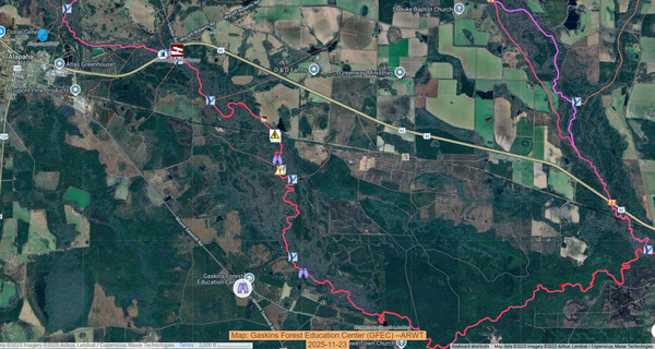 [Map: Gaskins Forest Education Center (GFEC) --ARWT 2025-11-23]