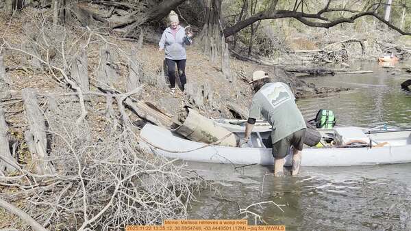 [Movie: Melissa retrieves a wasp nest, 2025:11:22 13:35:12, 30.6954746, -83.4449501 (12M) --jsq for WWALS]
