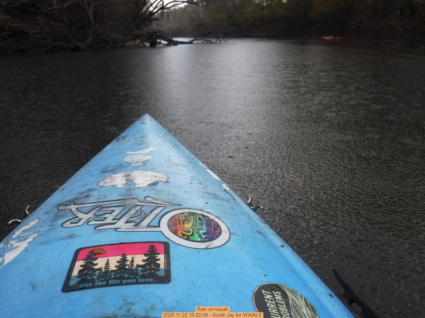 Rain on kayak, 2025:11:22 16:22:09 --Scotti Jay for WWALS