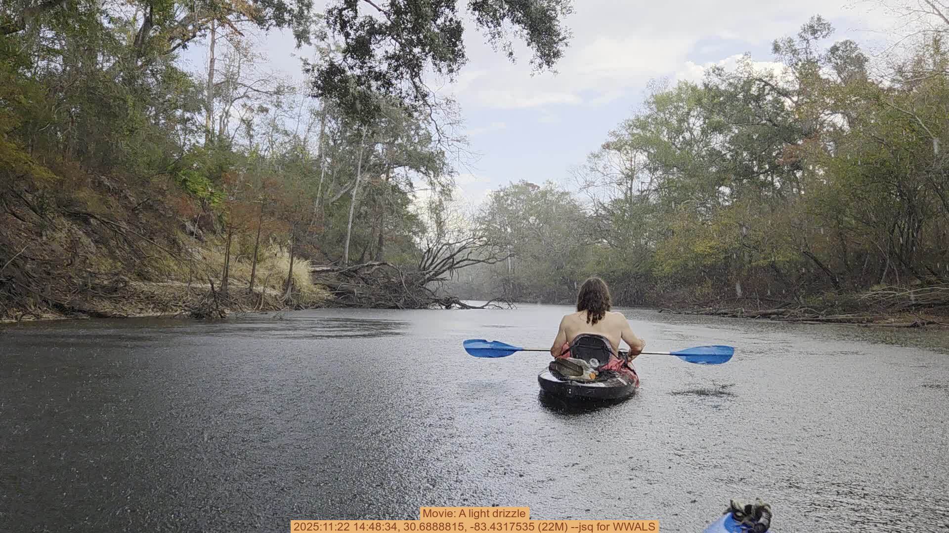 Movie: A light drizzle, 2025:11:22 14:48:34, 30.6888815, -83.4317535 (22M) --jsq for WWALS