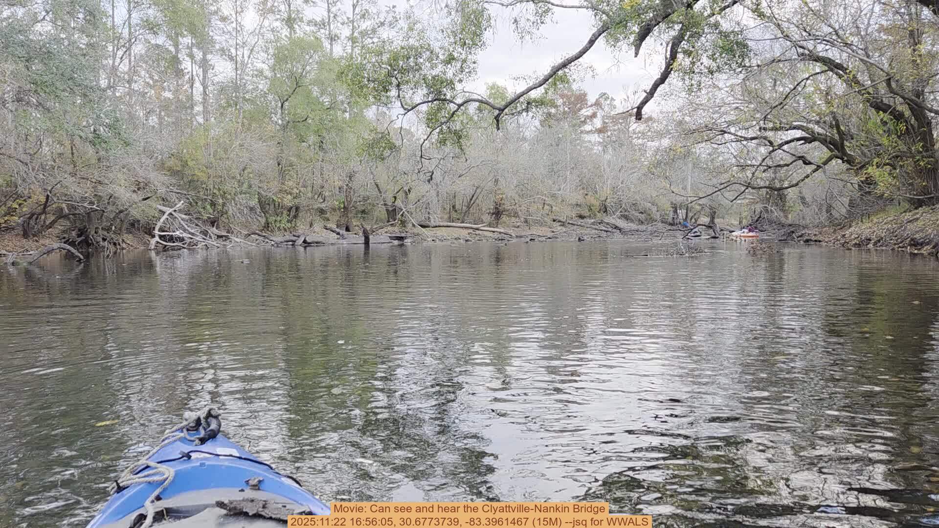 Movie: Can see and hear the Clyattville-Nankin Bridge, 2025:11:22 16:56:05, 30.6773739, -83.3961467 (15M) --jsq for WWALS