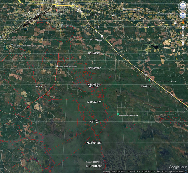 Map: Waycross Middle Fork Suwannee River --Google Earth Pro 2025-11-23
