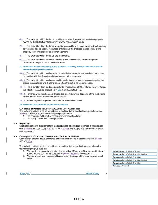 Section 373.089, F.S., for determining surplus potential: