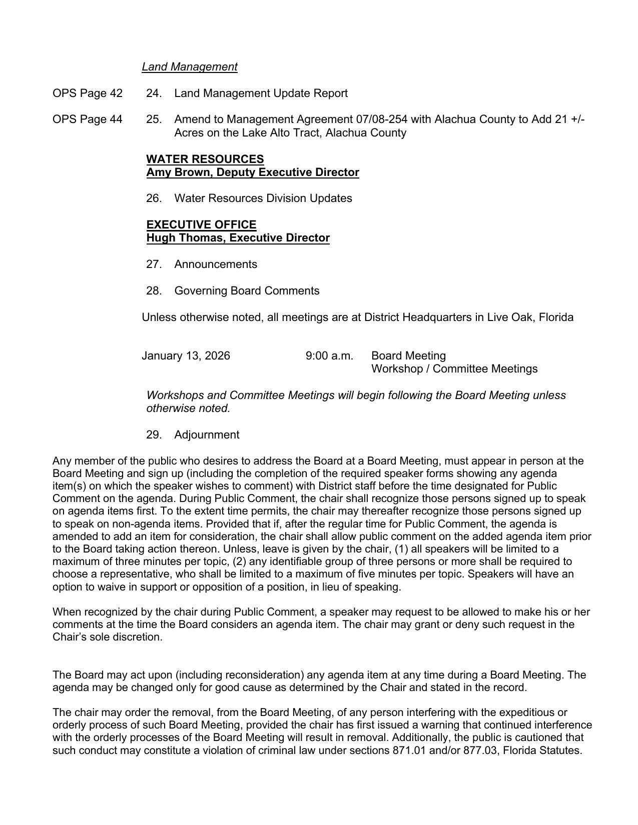 Land Management, Water Resources Executive Office