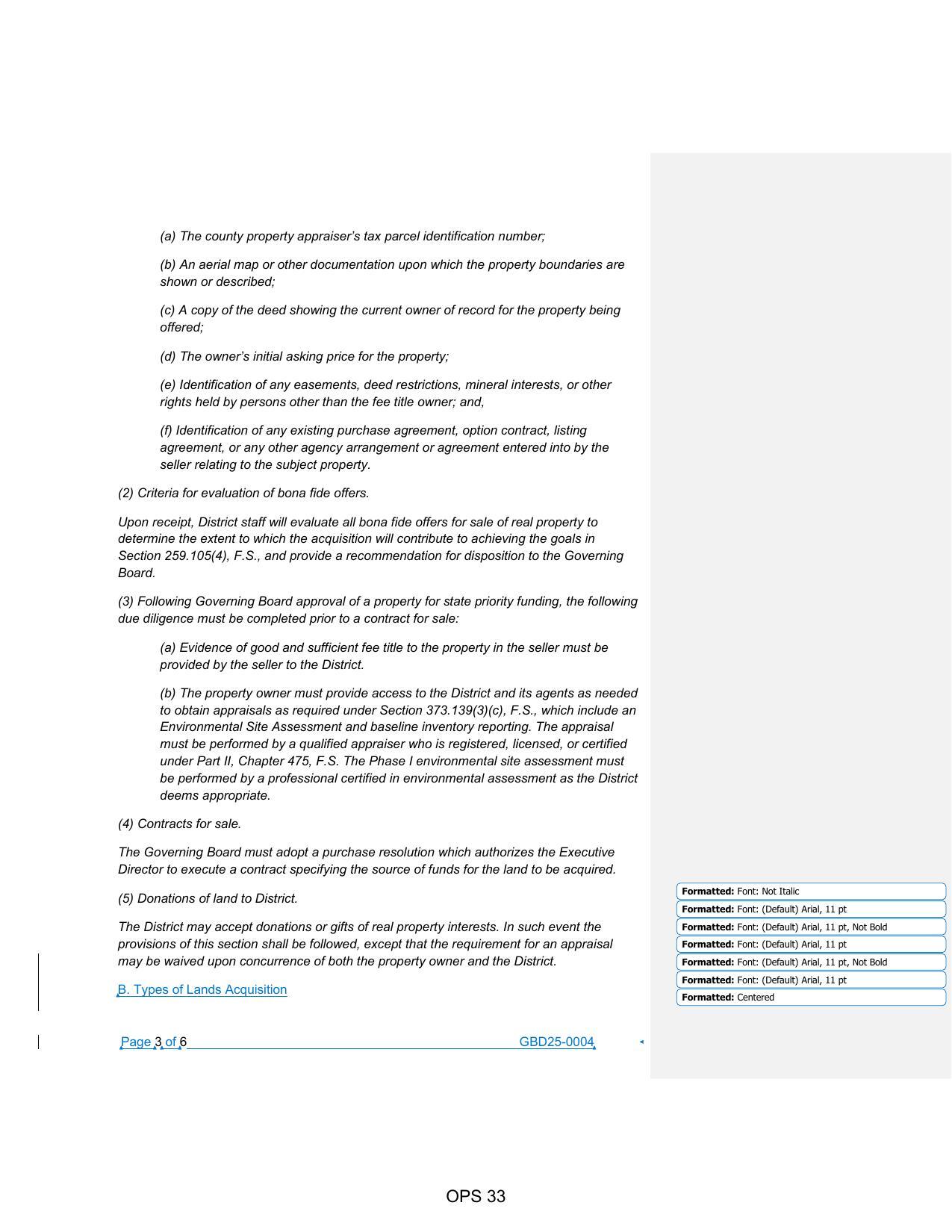 Section 259.105(4), F.S., and provide a recommendation for disposition to the Governing