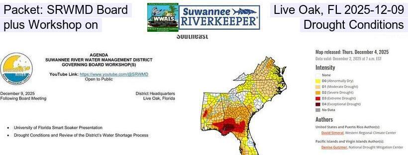 Packet: SRWMD Board, Live Oak, FL 2025-12-09, plus Workshop on Drought Conditions