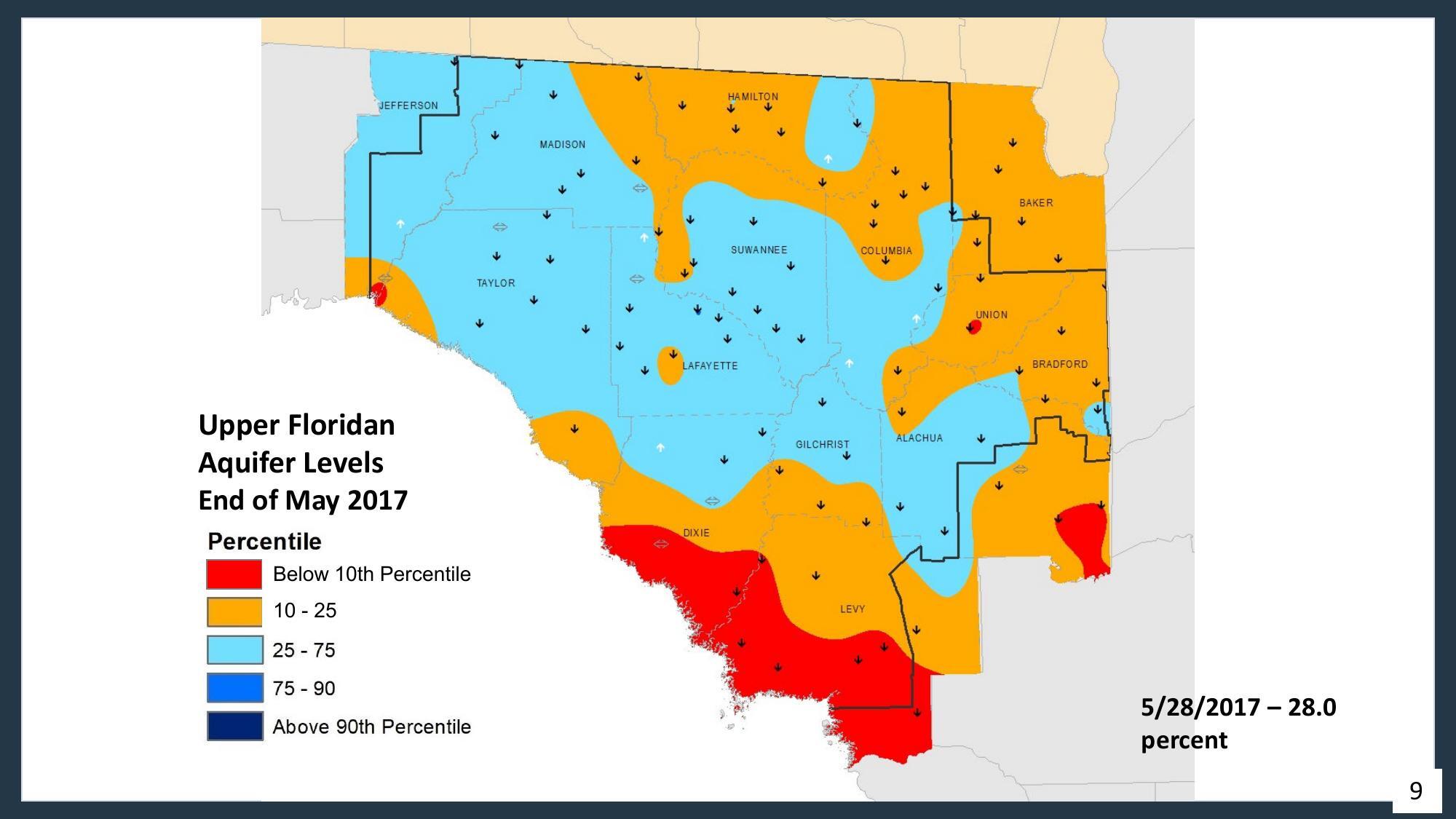 Upper Floridan Aquifer Levels End of May 2017, 2025-12-09 --Amy Brown @ SRWMD