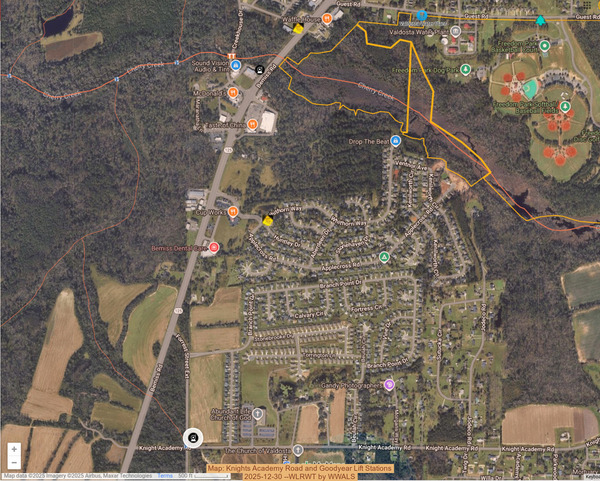 [Map: Knights Academy Road and Goodyear Lift Stations, 2025-12-30 --WLRWT by WWALS]