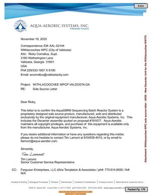 [Aqua-Aerobic Systems Sole Source Letter, 2025-12-11 --VCC Packet]