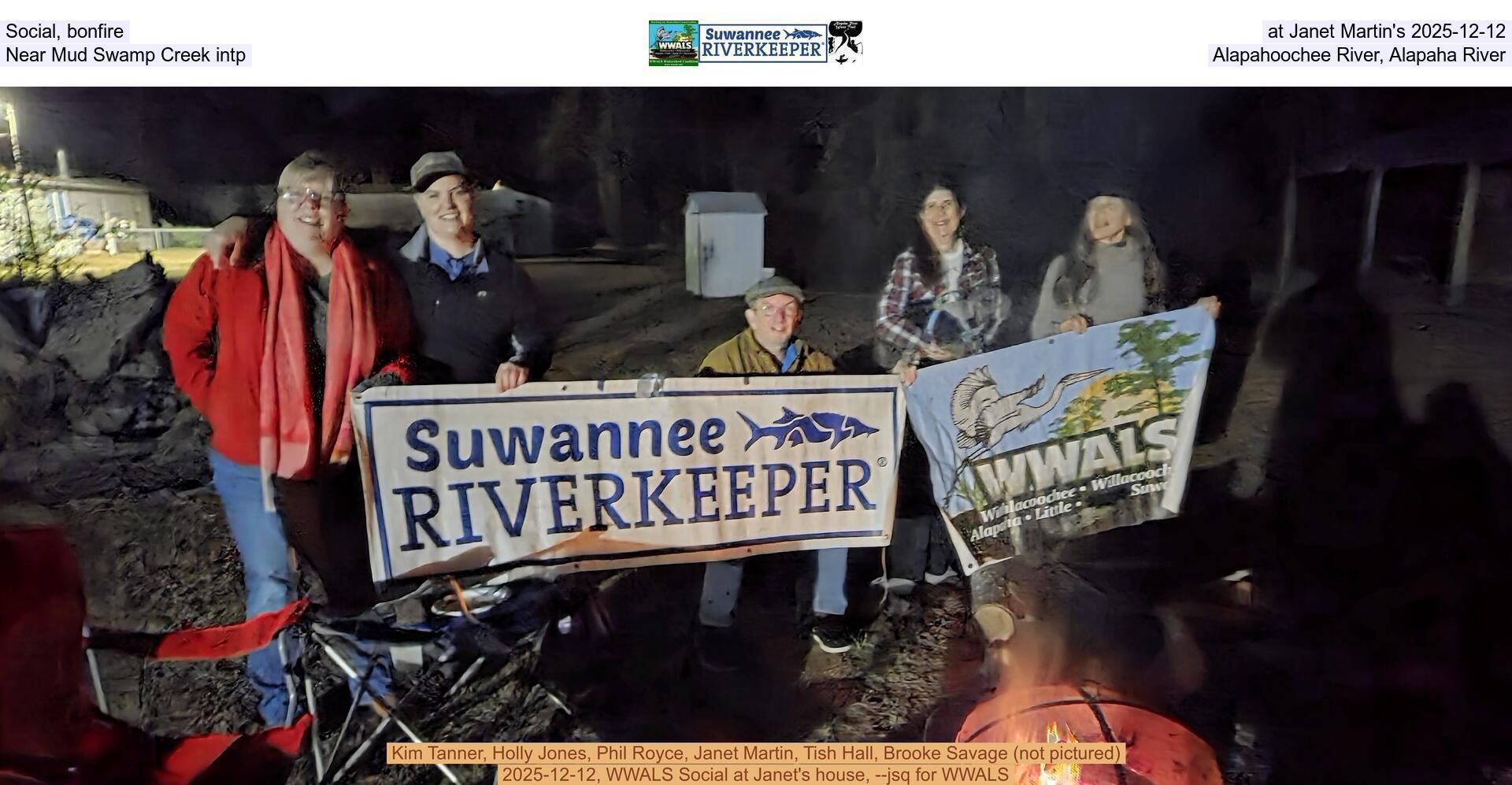 [Social, bonfire, at Janet Martin's 2025-12-12, Near Mud Swamp Creek intp, Alapahoochee River, Alapaha River]