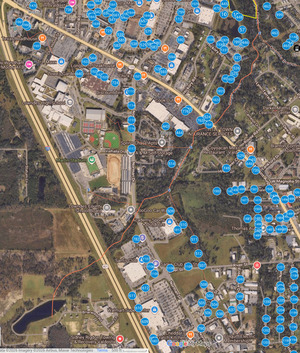 [Map: Hightower Creek Manholes, 2026-01-03 --Valdosta Utilities]