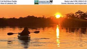 [Full Wolf Moon Paddle, Banks Lake 5 PM, 2026-01-03, West of Lakeland, GA, Sunset, Moonrise, and maybe bats]