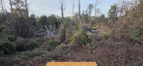 SGRC building background Hightower Creek from Sam's Club, 2026:01:09 16:42:27, 30.8299330, -83.3217612 --jsq for WWALS