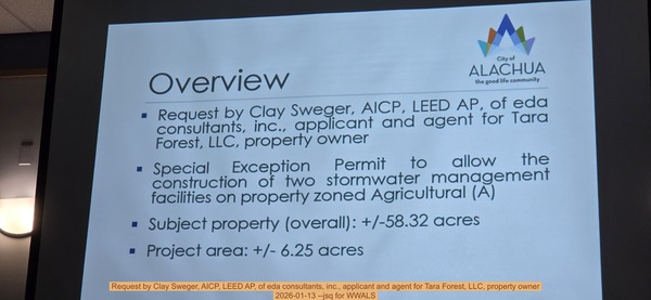 Request by Clay Sweger, AICP, LEED AP, of eda consultants, inc., applicant and agent for Tara Forest, LLC, property owner, 2026-01-13 --jsq for WWALS