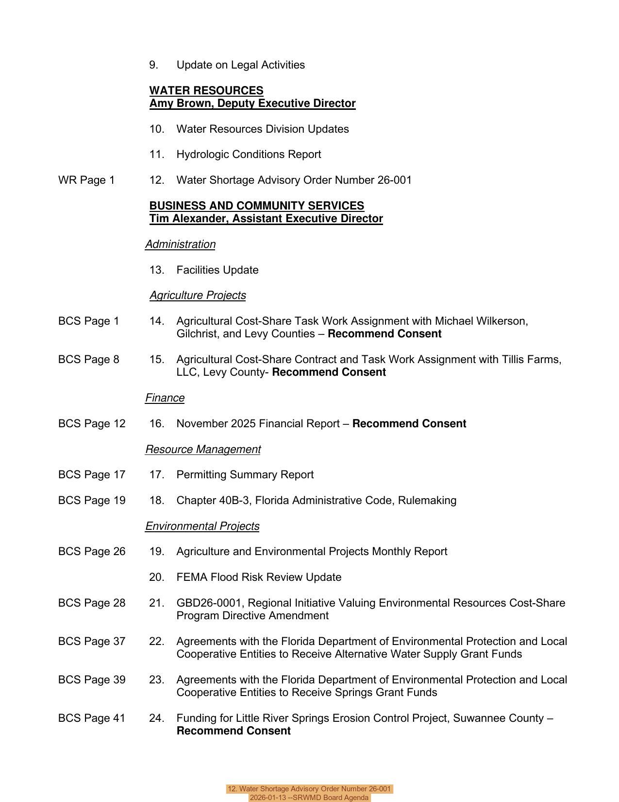 12. Water Shortage Advisory Order Number 26-001, 2026-01-13 --SRWMD Board Agenda