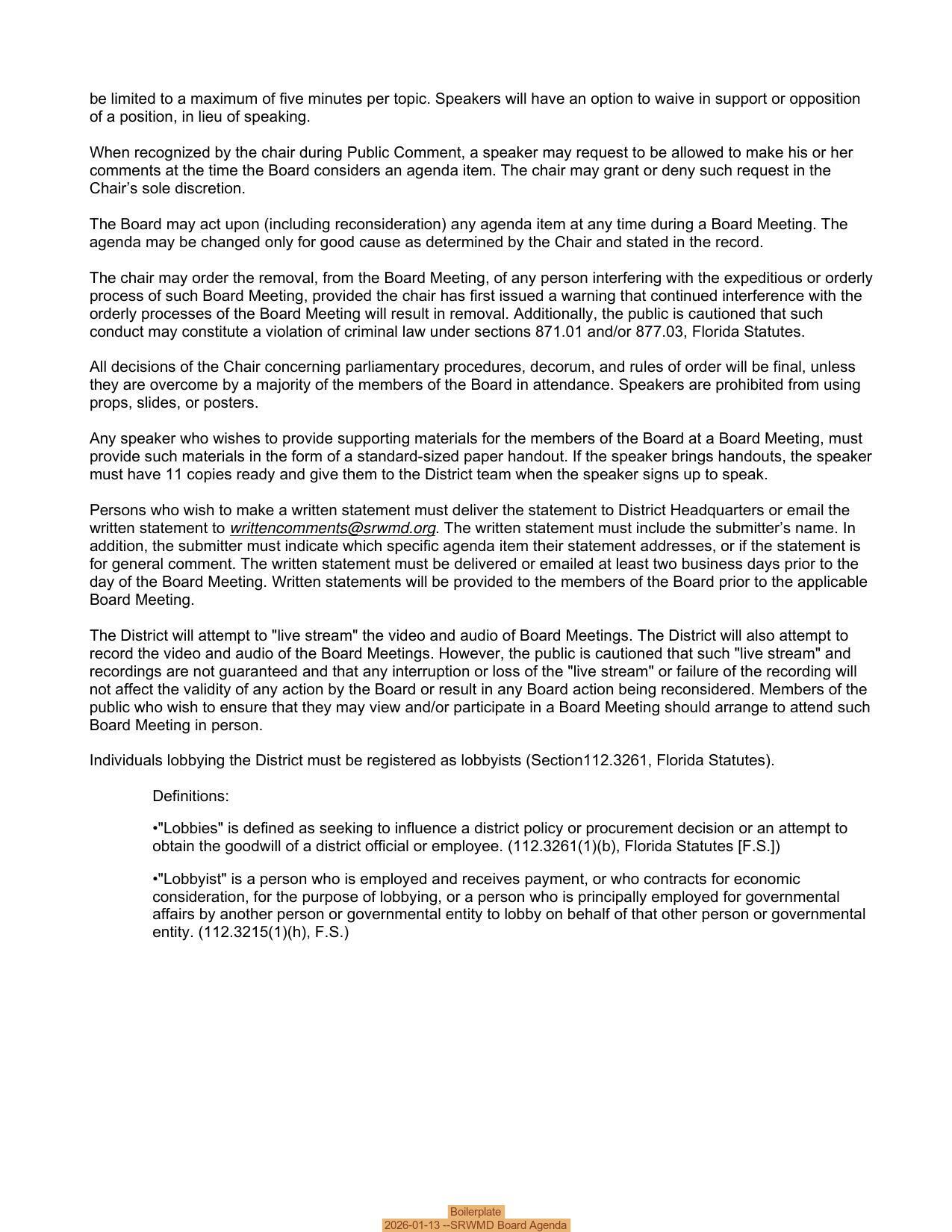Boilerplate, 2026-01-13 --SRWMD Board Agenda