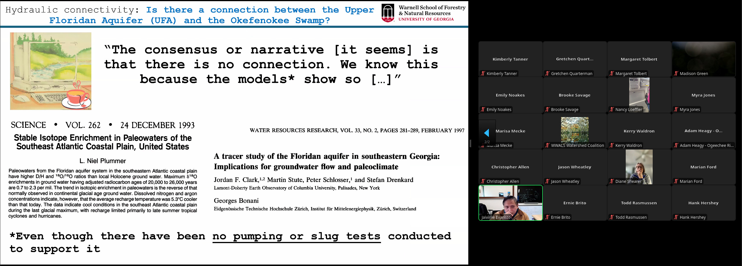 Hydraulic connectivity: Is there a connection between the Upper Floridan Aquifer (UFA) and the Okefenokee Swamp? 2026-01-15 --jsq for WWALS