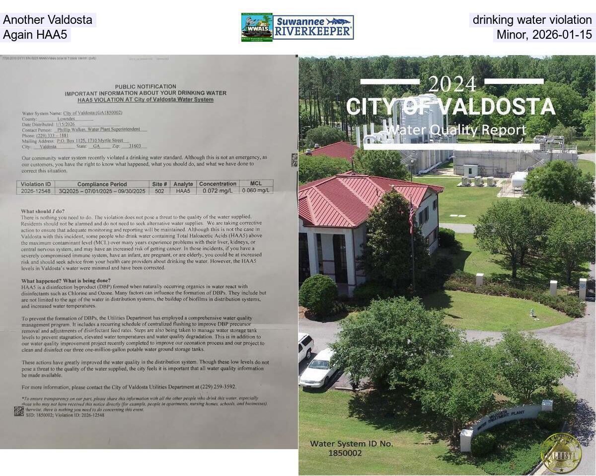 [Another Valdosta drinking water violation, Again HAA5, Minor, 2026-01-15]