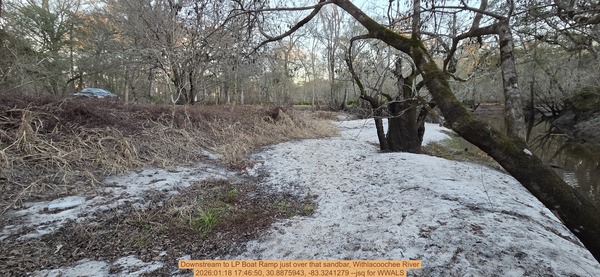 Downstream to LP Boat Ramp just over that sandbar, Withlacoochee River, 2026:01:18 17:46:50, 30.8875943, -83.3241279 --jsq for WWALS