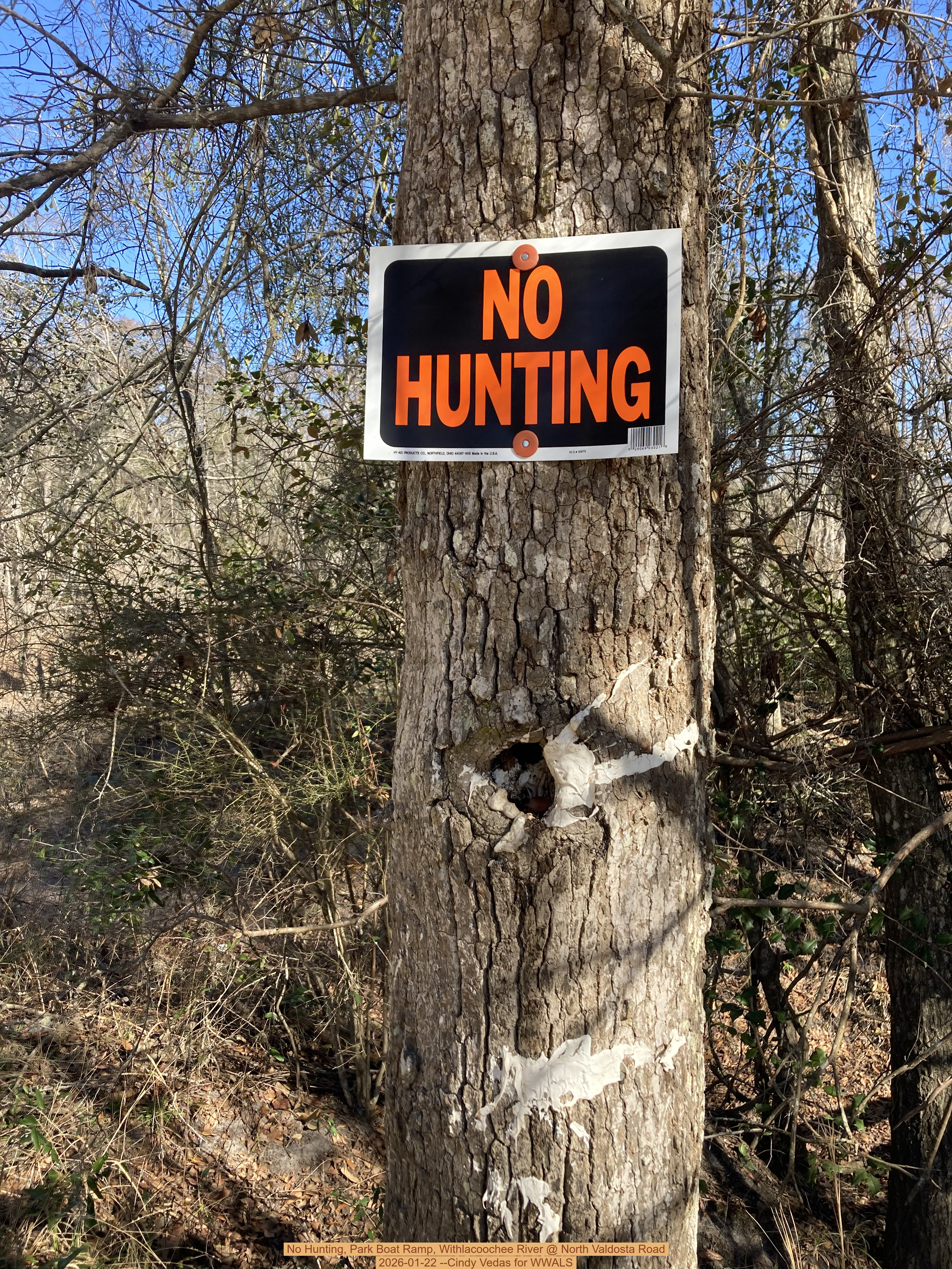 No Hunting, Park Boat Ramp, Withlacoochee River @ North Valdosta Road 2026-01-22 --Cindy Vedas for WWALS
