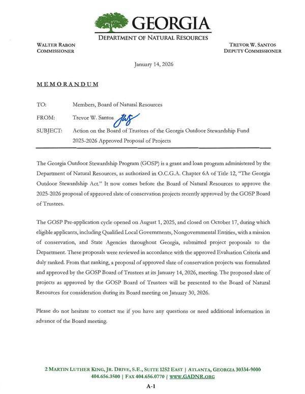 [Georgia Outdoor Stewardship Fund 2025-2026 Approved Proposal of Projects]