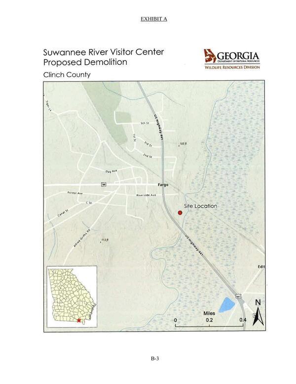 Map: EXHIBIT A. Suwannee River Visitor Center Proposed Demolition