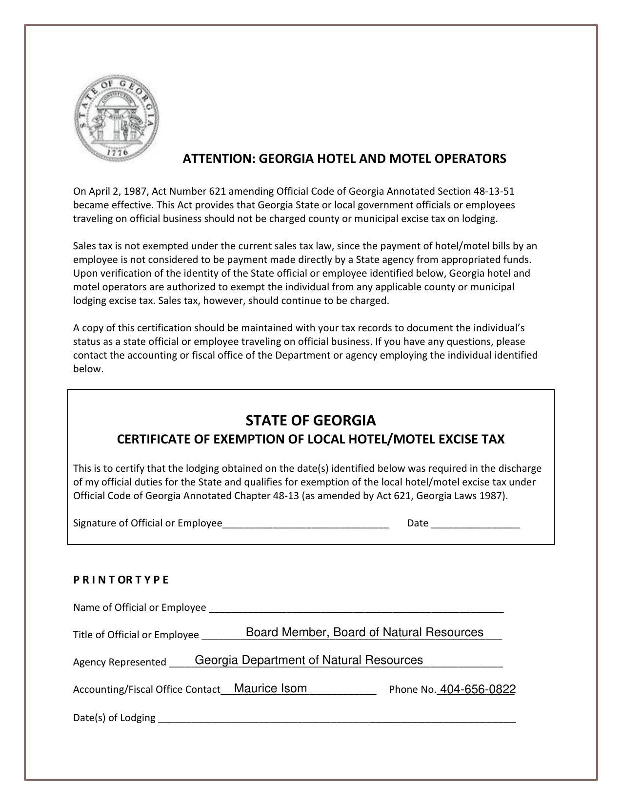 ATTENTION: GEORGIA HOTEL AND MOTEL OPERATORS