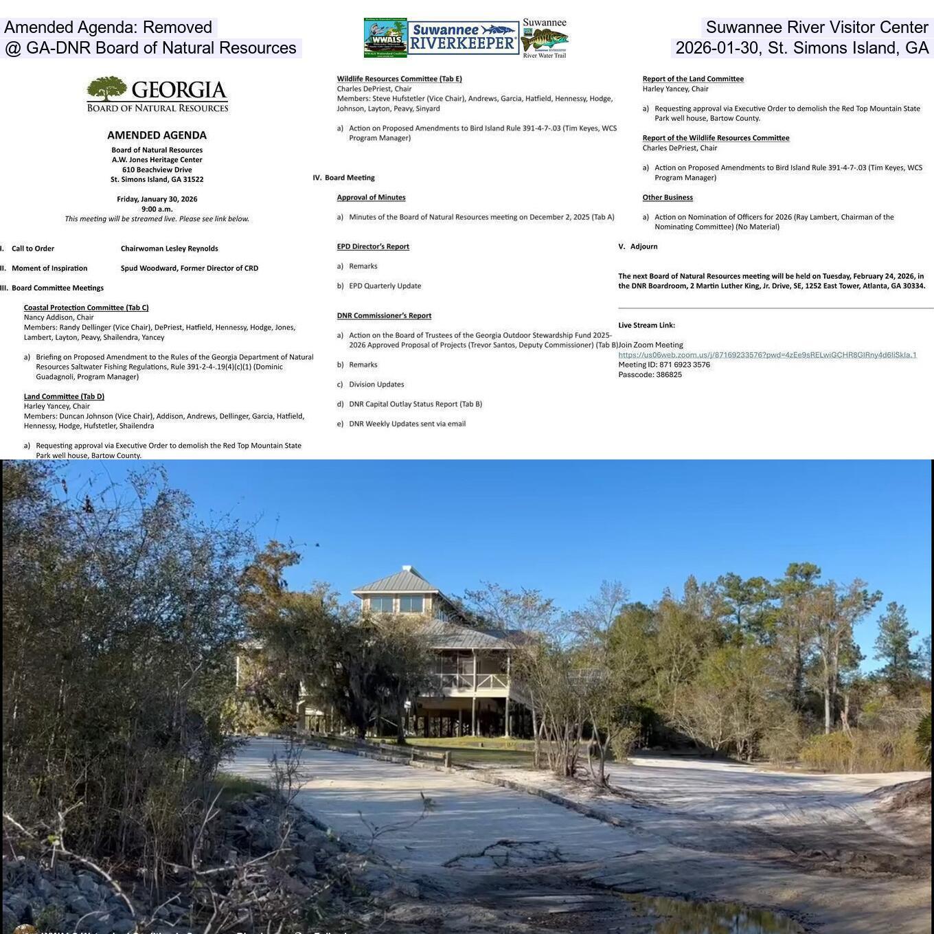Amended Agenda: Removed, Suwannee River Visitor Center @ GA-DNR Board of Natural Resources, 2026-01-30, St. Simons Island, GA