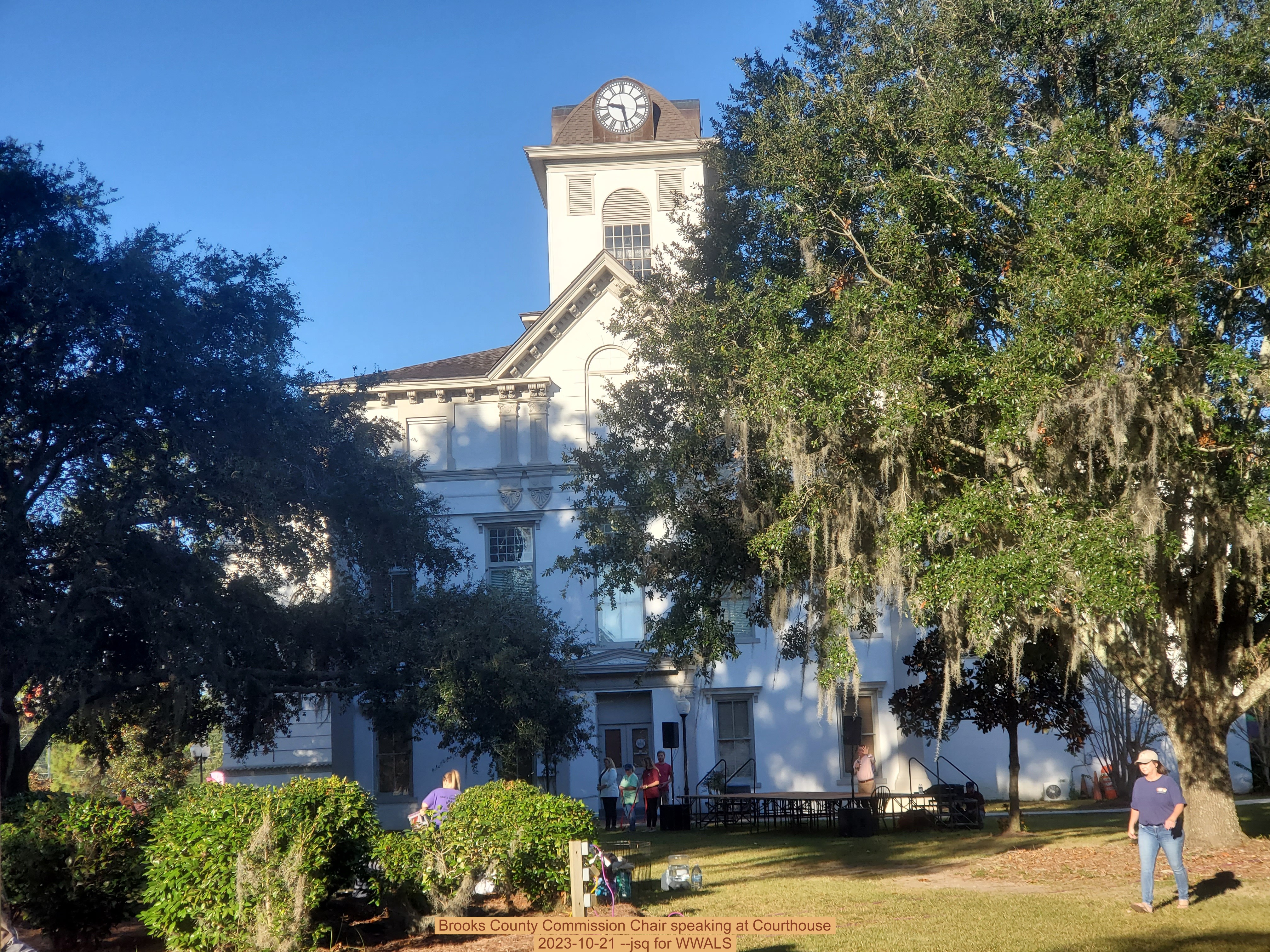 Brooks County Commission Chair speaking at Courthouse, 2023-10-21 --jsq for WWALS