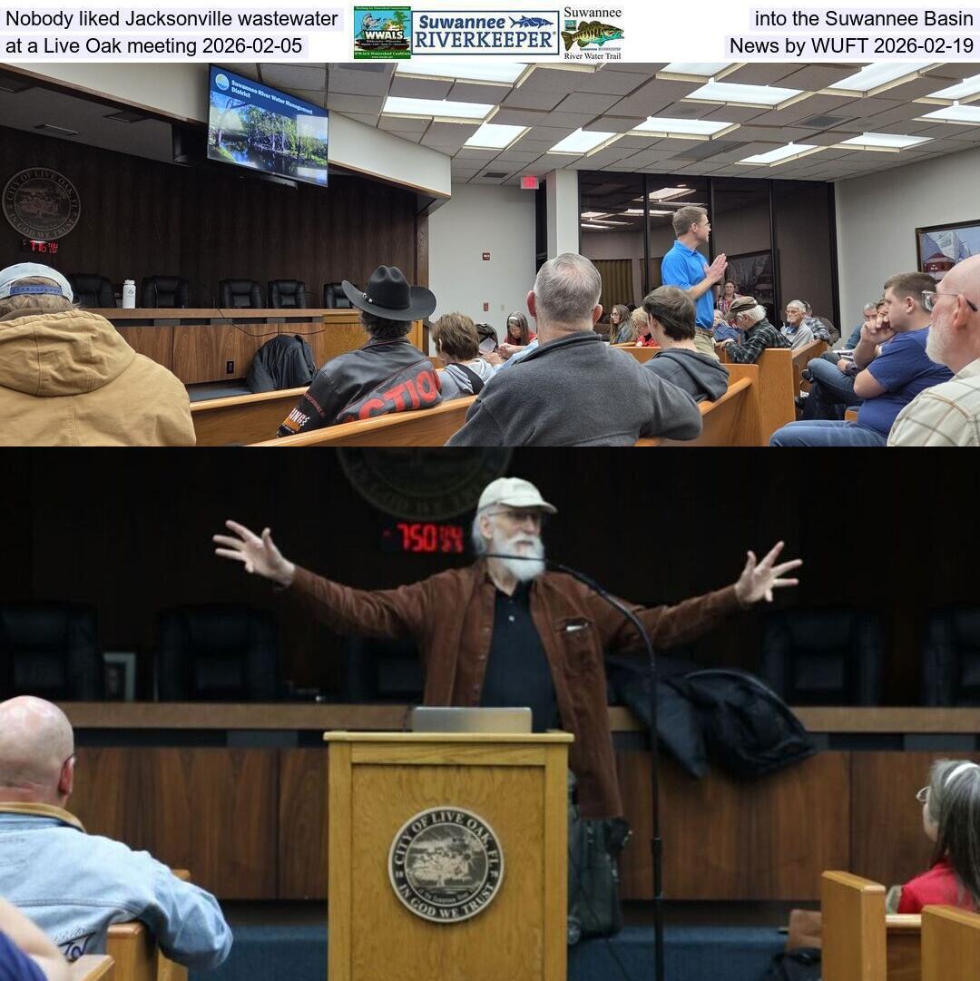 Nobody liked Jacksonville wastewater into the Suwannee Basin at a Live Oak meeting 2026-02-05, News by WUFT 2026-02-19