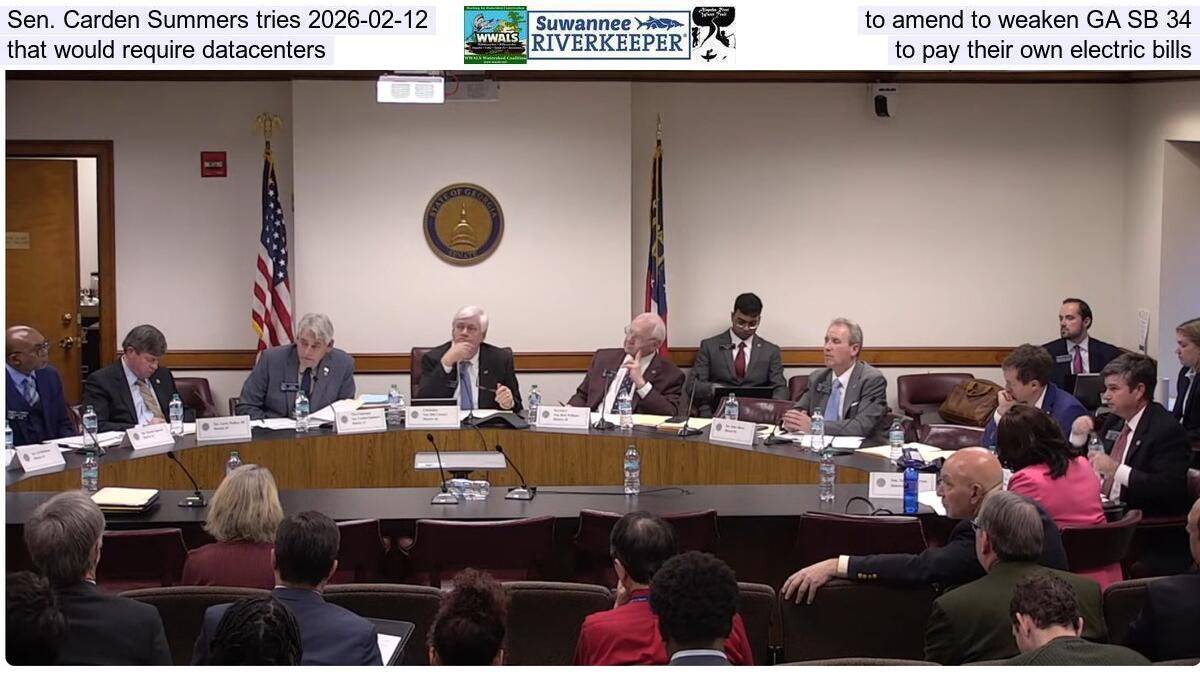 Sen. Carden Summers tries 2026-02-12, to amend to weaken GA SB 34, that would require datacenters to pay their own electric bills