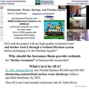 [Video: Jacksonville Wastewater into Suwannee Basin, WWALS Webinar, online by zoom 2026-02-12]