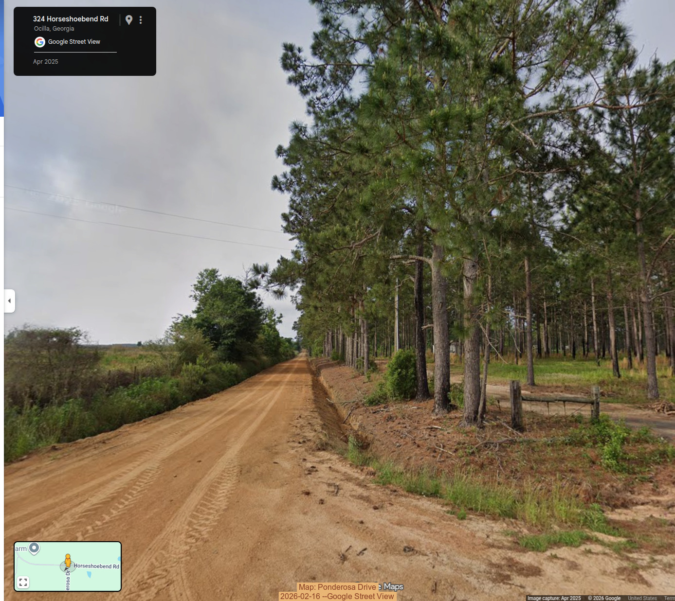 Map: Ponderosa Drive, 2026-02-16 --Google Street View